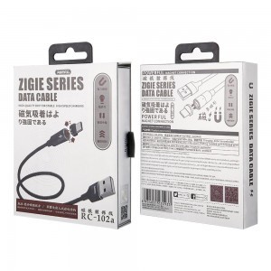 Remax Zigie mágneses USB-USB Typ C kábel 3A 1.2m fekete