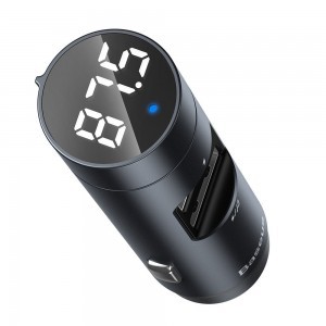 Baseus Energy Column Bluetooth FM transmitter és autós töltő 2x USB QC3.0 3,1A szürke MP3 (CCNLZ-0G)