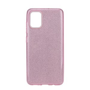 SMD 3 rétegű TPU bling flitteres szilikon tok Samsung A51 rózsaszín