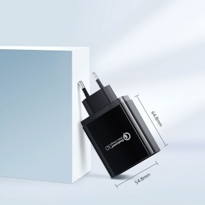 Ugreen fali töltő adapter 2x USB 3.0 gyors töltés 30W 3A fekete (30914)