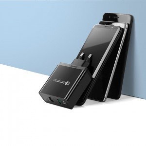 Ugreen fali töltő adapter 2x USB 3.0 gyors töltés 30W 3A fekete (30914)