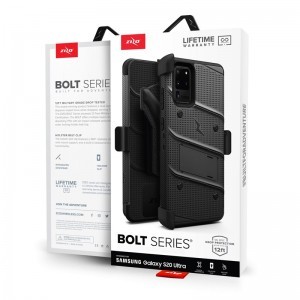 Zizo Bolt katonai minősítésű ütésálló tok Samsung Galaxy S20 Ultra övcsipesszel fekete