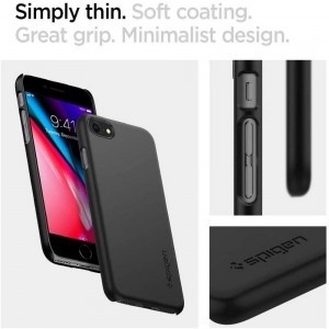 iPhone 7/8/SE 2020 / SE 2022 Spigen Thin Fit ultravékony tok fekete színben (ACS00940 )