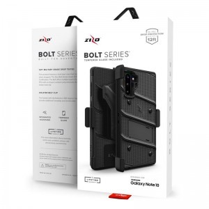 Zizo Bolt katonai minősítésű ütésálló tok Samsung Galaxy Note 10 övcsipesszel fekete