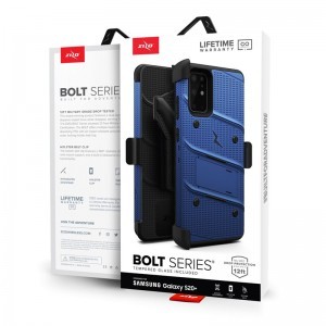 Zizo Bolt katonai minősítésű ütésálló tok Samsung Galaxy S20 Plus övcsipesszel kék-fekete