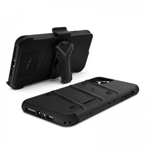 Zizo Bolt katonai minősítésű ütésálló tok iPhone 11 Pro övcsipesszel + üvegfólia fekete