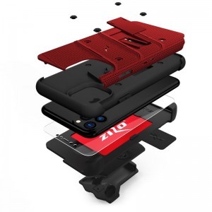 Zizo Bolt katonai minősítésű ütésálló tok iPhone 11 Pro övcsipesszel + üvegfólia piros-fekete