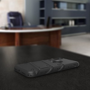 Zizo Bolt katonai minősítésű ütésálló tok iPhone XR övcsipesszel + üvegfólia fekete