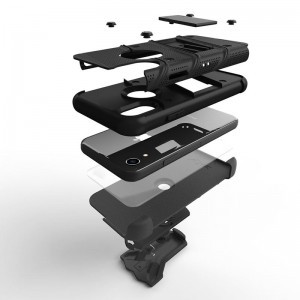 Zizo Bolt katonai minősítésű ütésálló tok iPhone XR övcsipesszel + üvegfólia fekete