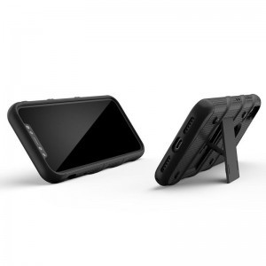 Zizo Bolt katonai minősítésű ütésálló tok iPhone XS Max övcsipesszel + üvegfólia fekete
