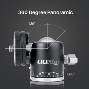 ULANZI UURig 2 az 1-ben alumínium mini gömbfej 1/4-es csatlakozással, vakupapucs adapterrel R001 (1263)-4