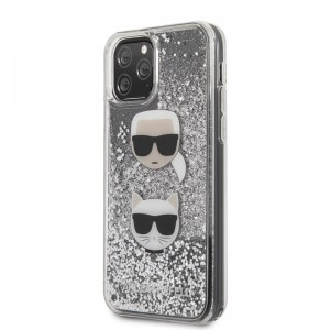 Karl Lagerfeld Liquid Glitter Hearts tok iPhone 11 Pro átlátszó ezüst flitterrel
