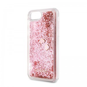 Guess GUHCI8GLHRERG Liquid Glitter Hearts tok iPhone 7/8/SE 2020 rózsaszín-piros