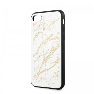 iPhone 7/8/SE 2020/SE 2022 Guess Glitter GUHCI8MGGWH Marble Glass tok fehér