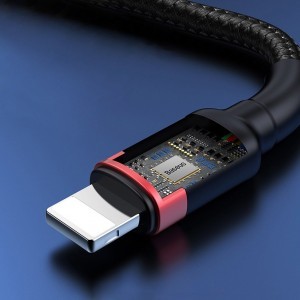 USB/USB-Type C/ Lightning kábel 18W 2,4A 480 Mbps 1,2m szürke Baseus Cafule Nylon harisnyázott (CATKLF-ELG1)-10