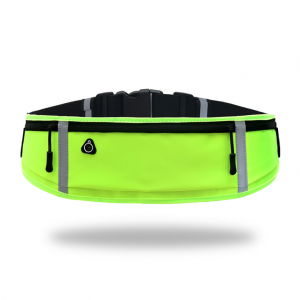Univerzális fényvisszaverő csíkos futó övtáska fülhallgató kivezetéssel zöld futáshoz