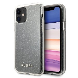 Guess GUHCN61PCGLSI áttetsző flitteres mintájú tok iPhone 11 ezüst színben