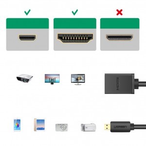 Ugreen HDMI - Micro HDMI átalakító adapter 19 tűs 22 Cm fekete (20134)
