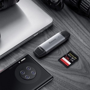 Baseus 2in1 USB 3.0/ USB Type C kártyaolvasó micro SD / SD szürke (CADKQ-B0G)