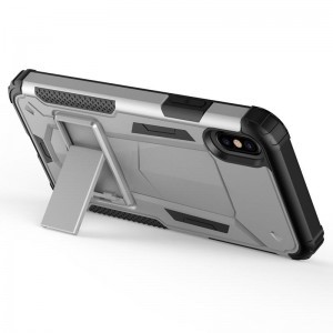 Zizo Hybrid Transformer ütésálló tok kihajtható támasztékkal iPhone X ezüst-fekete színben