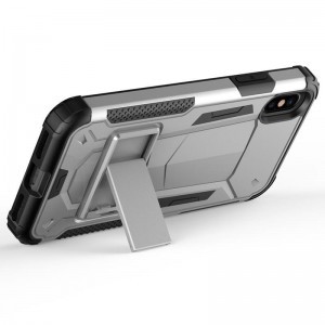Zizo Hybrid Transformer ütésálló tok kihajtható támasztékkal iPhone X ezüst-fekete színben