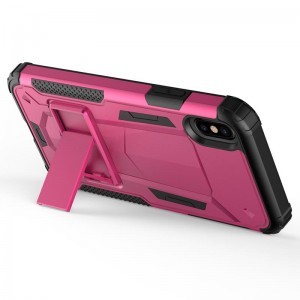 Zizo Hybrid Transformer ütésálló tok kihajtható támasztékkal iPhone X rózsaszín-fekete színben