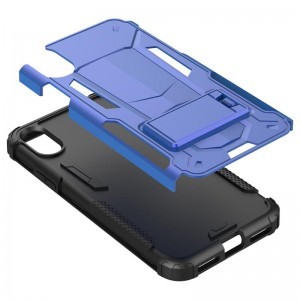 Zizo Hybrid Transformer ütésálló tok kihajtható támasztékkal iPhone X kék-fekete színben