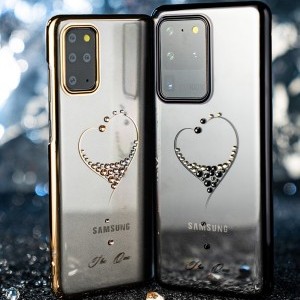 Kingxbar Wish tok Swarovski kristály díszítéssel Samsung S20 fekete színben