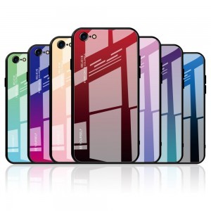 Gradient 9H üveghátlapú tok szilikon kerettel iPhone 7/8/SE 2020 pink