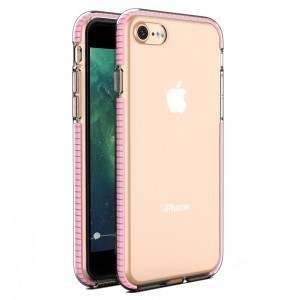 Spring átlátszó TPU tok színes kerettel iPhone 7/8/SE 2020 light pink