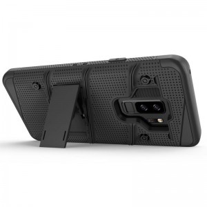 Zizo Bolt katonai minősítésű ütésálló tok Samsung Galaxy S9 Plus övcsipesszel + üvegfólia fekete
