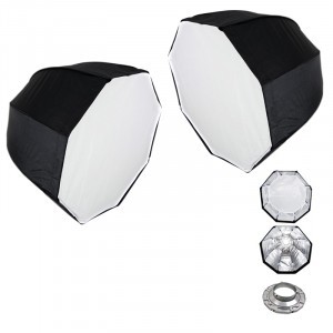 Bowens softbox szett 2x60cm octagonal alumínium gyűrű adapterrel-6