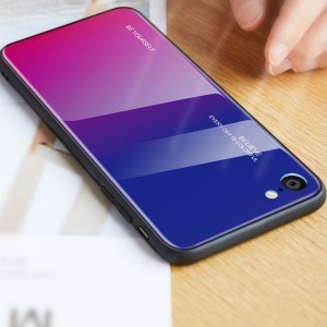 iPhone 7/8/SE 2020/SE 2022 Gradient 9H üveghátlapú tok szilikon kerettel piros