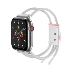 Baseus Lets go Apple Watch 3/4/5/6/7/8/SE 38/40/42 mm óraszíj méretre állítható fehér/rózsaszín (LBAPWA4-A24)