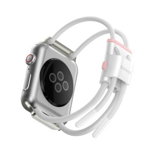 Apple Watch 4/5/6/7/8/SE/Ultra (42/44/45/49mm) óraszíj méretre állítható fehér/rózsaszín Baseus Lets go (LBAPWA4-B24)