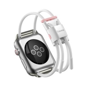 Apple Watch 4/5/6/7/8/SE/Ultra (42/44/45/49mm) óraszíj méretre állítható fehér/rózsaszín Baseus Lets go (LBAPWA4-B24)