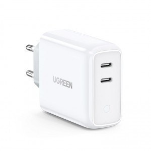 Ugreen univerzális hálózati töltő adapter 2x USB Type-C 30W fehér Quick Charge (70264 CD199)