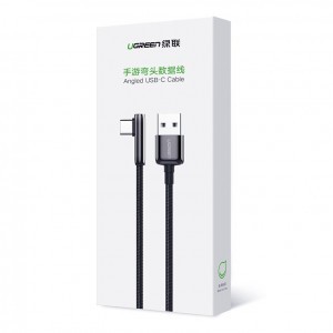 Ugreen elbow USB - USB Type C kábel 5 A QC 3.0 SCP FCP 0.25 m fekete (70412 US313)