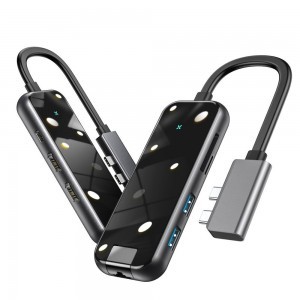 Baseus USB Type-C multifunkcionális HUB Adapter 2*Type-C to HDMI *2+USB3.0*2+SD/TF*1+PD+RJ45 MacBook Pro / Air szürke (CAHUB-FZ0G)