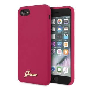 Guess GUHCI8LSLMGRE Silicone Vintage iPhone 7/8/SE 2020 tok burgundy színben arany logóval
