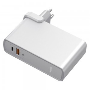 Baseus GaN hálózati gyorstöltő PPS 45 W USB / USB Type C Quick Charge 3.0 Power Delivery (gallium nitrid) + USB Type C 1m kábel fehér (PPNLD-C02)