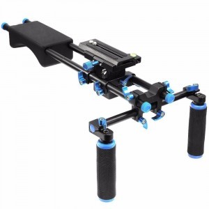 Kamera válltámasz, DSLR shoulder rig dupla markolattal-0