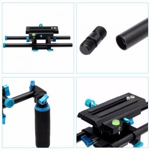 Kamera válltámasz, DSLR shoulder rig dupla markolattal-3