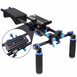 Kamera válltámasz, DSLR shoulder rig dupla markolattal-5