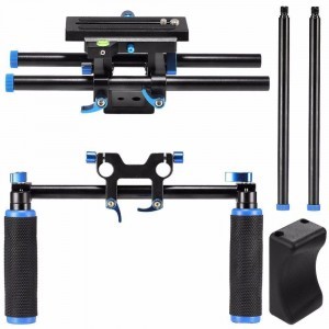 Kamera válltámasz, DSLR shoulder rig dupla markolattal-4