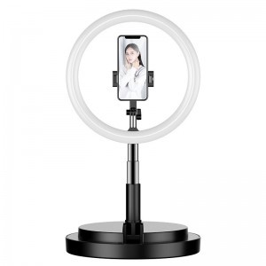 LED selfie  29 cm átmérőjű körfény 52-170 cm, telefontartóval fekete-26