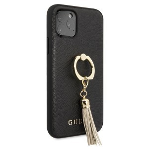 iPhone 11 Pro Guess Saffiano GUHCN58RSSABK tok hátlapi gyűrűvel fekete