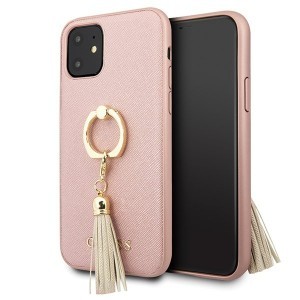 Guess Saffiano GUHCN61RSSARG iPhone 11 tok hátlapi gyűrűvel pink