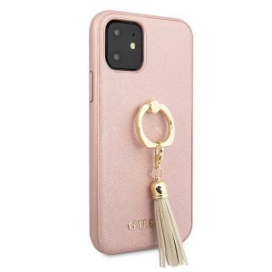 Guess Saffiano GUHCN61RSSARG iPhone 11 tok hátlapi gyűrűvel pink