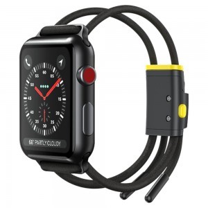 Baseus Lets go Apple Watch 4/5/6/7/8/SE/Ultra (42/44/45/49mm) óraszíj méretre állítható szürke/sárga (LBAPWA4-BGY)